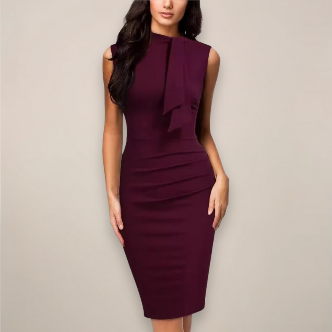 Midi jurk dames | Mouwloze jurk met v hals