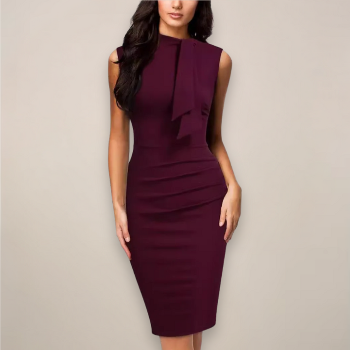 Midi jurk dames | Mouwloze jurk met v hals