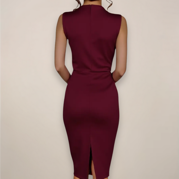 Midi jurk dames | Mouwloze jurk met v hals