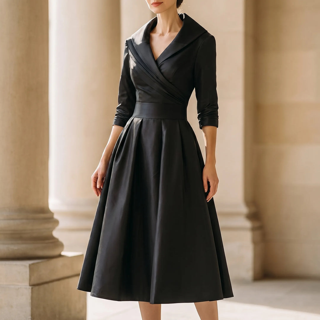 Midi jurk dames | Vintage jurk met elegante pasvorm