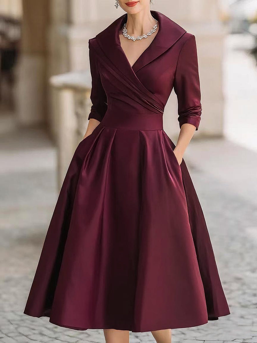 Midi jurk dames | Vintage jurk met elegante pasvorm