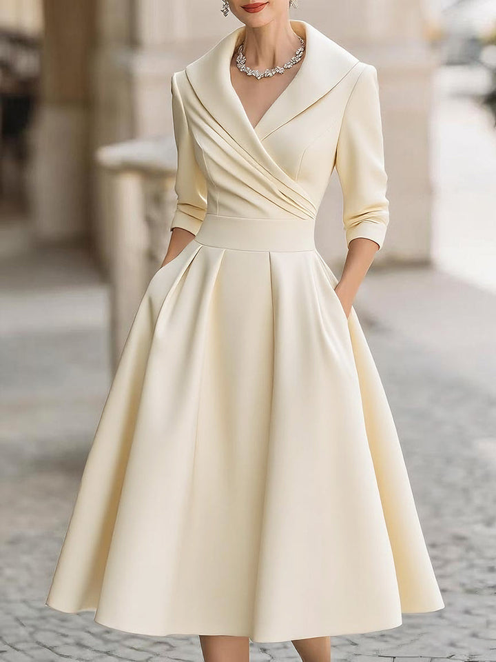 Midi jurk dames | Vintage jurk met elegante pasvorm