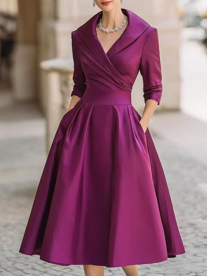 Midi jurk dames | Vintage jurk met elegante pasvorm