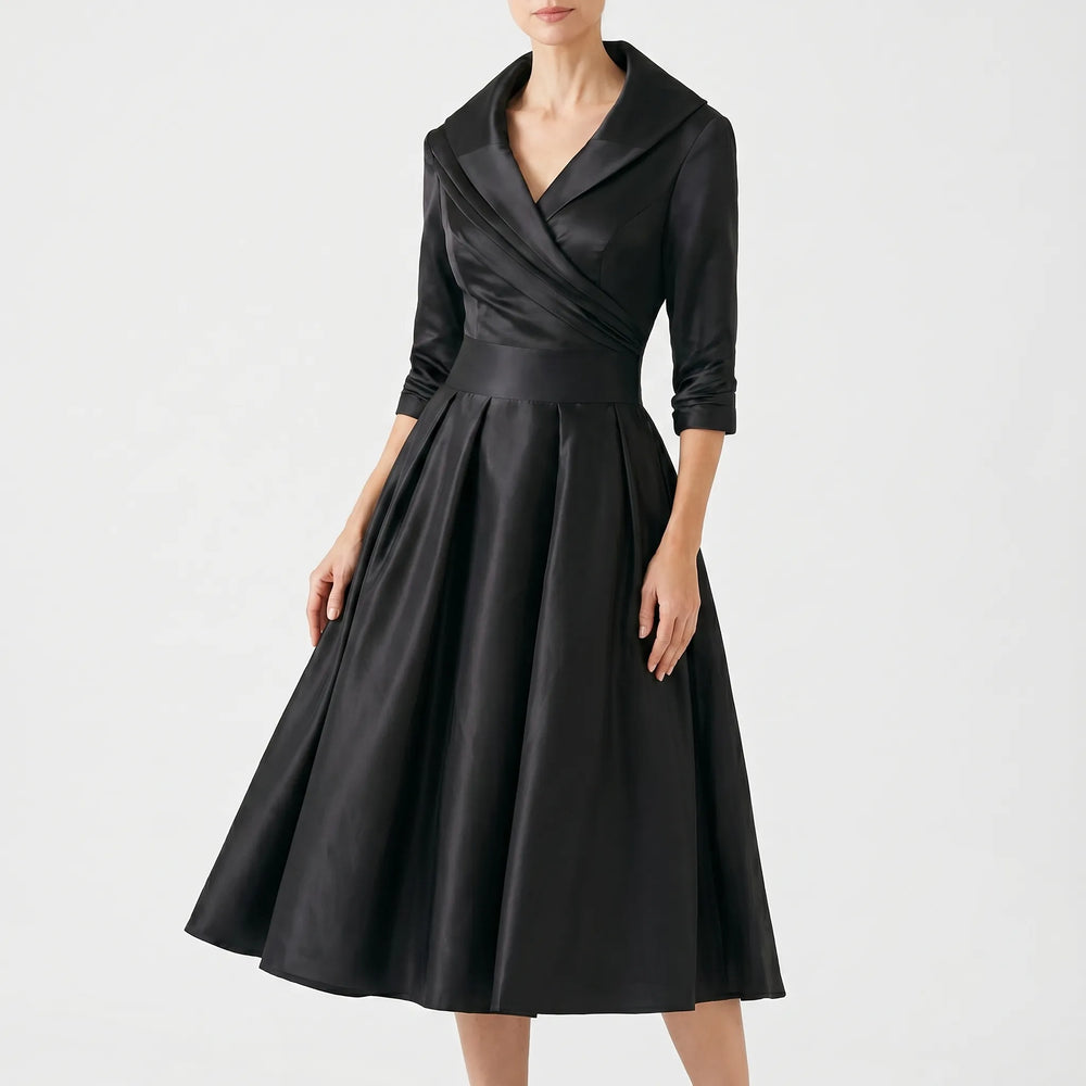 Midi jurk dames | Vintage jurk met elegante pasvorm