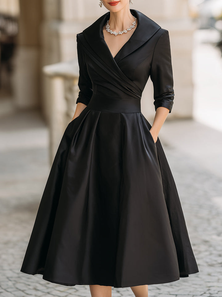 Midi jurk dames | Vintage jurk met elegante pasvorm