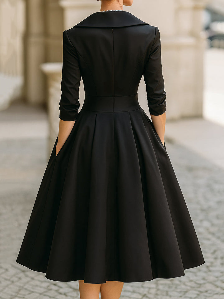 Midi jurk dames | Vintage jurk met elegante pasvorm