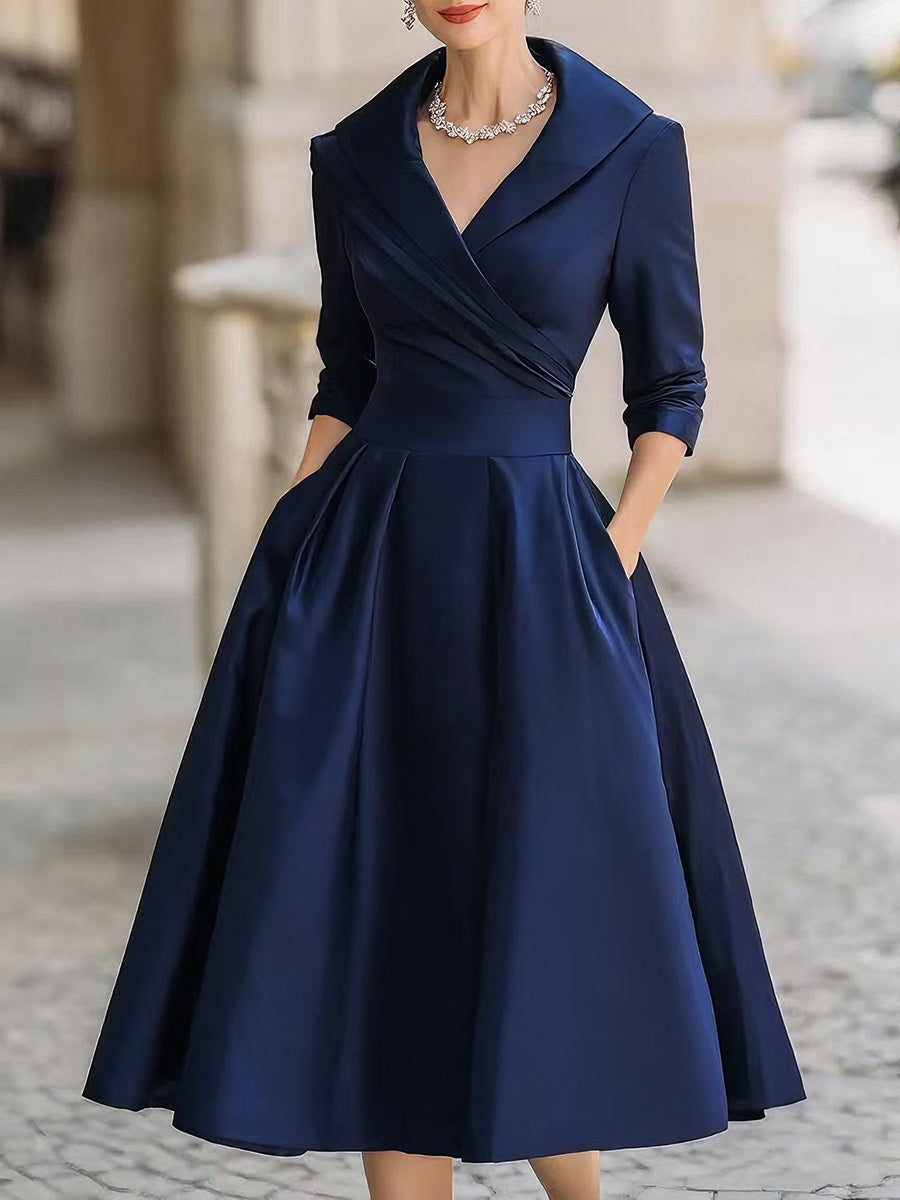 Midi jurk dames | Vintage jurk met elegante pasvorm