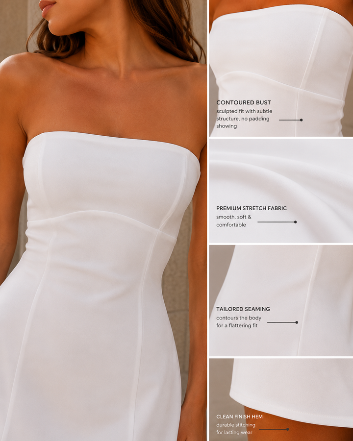 Mini jurk dames | Strapless jurk met aansluitende pasvorm