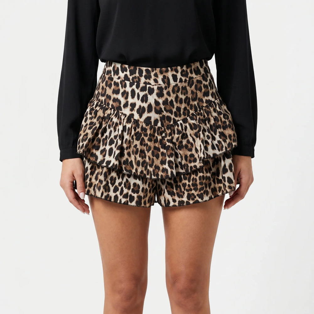 Mini rok dames | Luipaardprint rok met ruffles