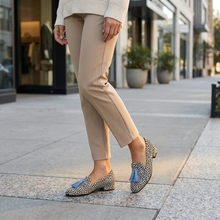 Mocassins dames | Print loafers met franjes