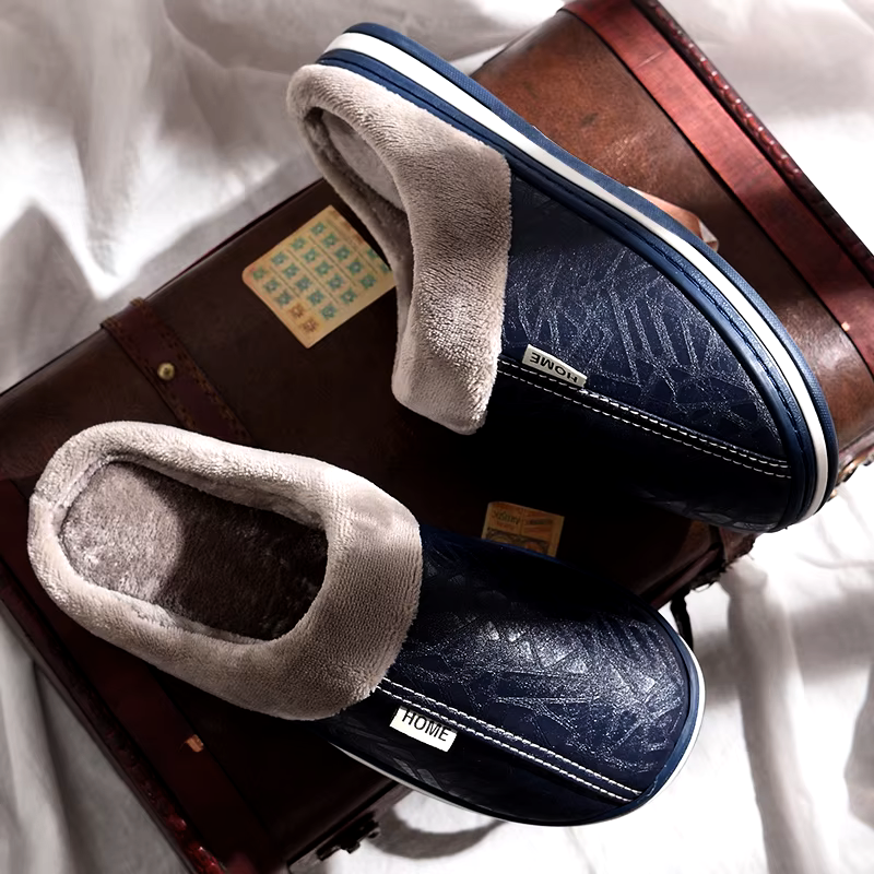 Heren pantoffels | Warme sloffen met fleece voering voor thuis