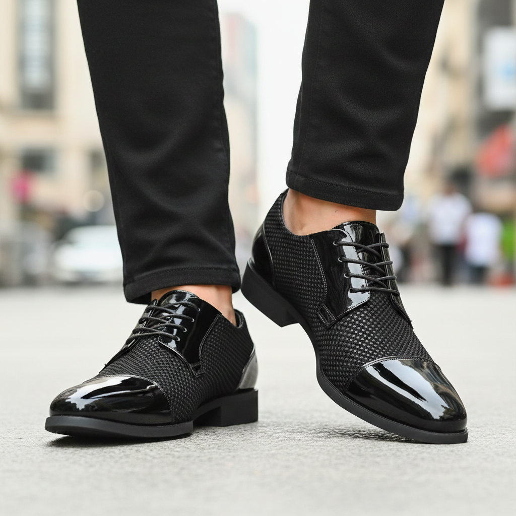 Nette schoenen heren | Veterschoenen met glanzende neus
