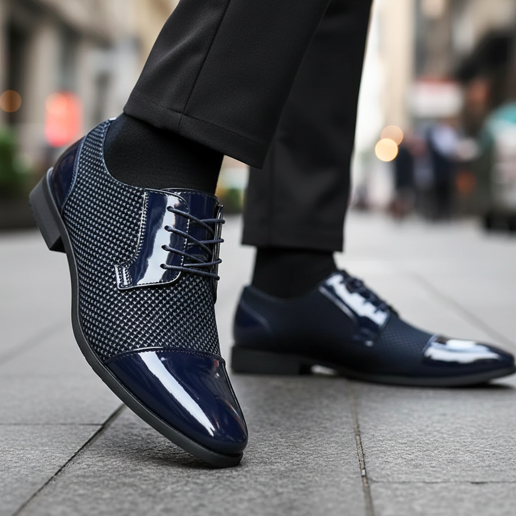 Nette schoenen heren | Veterschoenen met glanzende neus