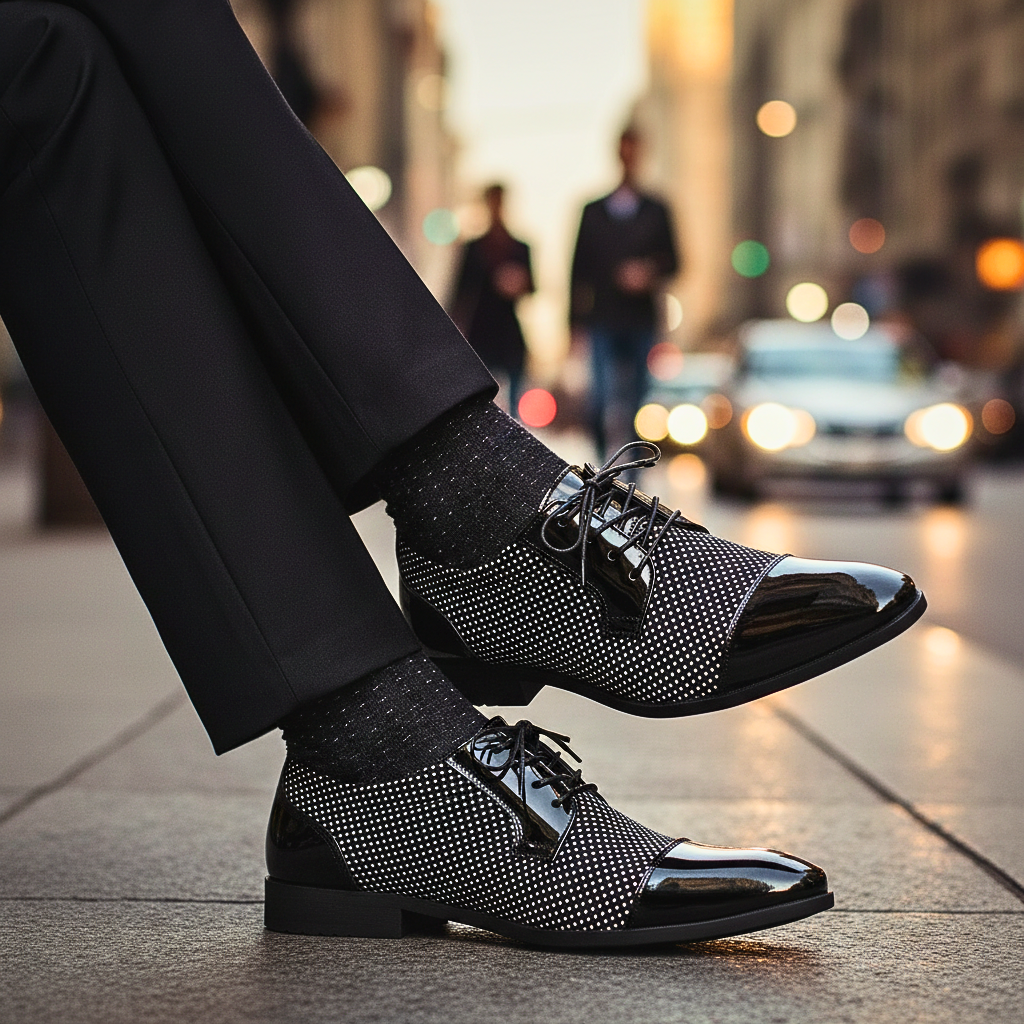 Nette schoenen heren | Veterschoenen met glanzende neus