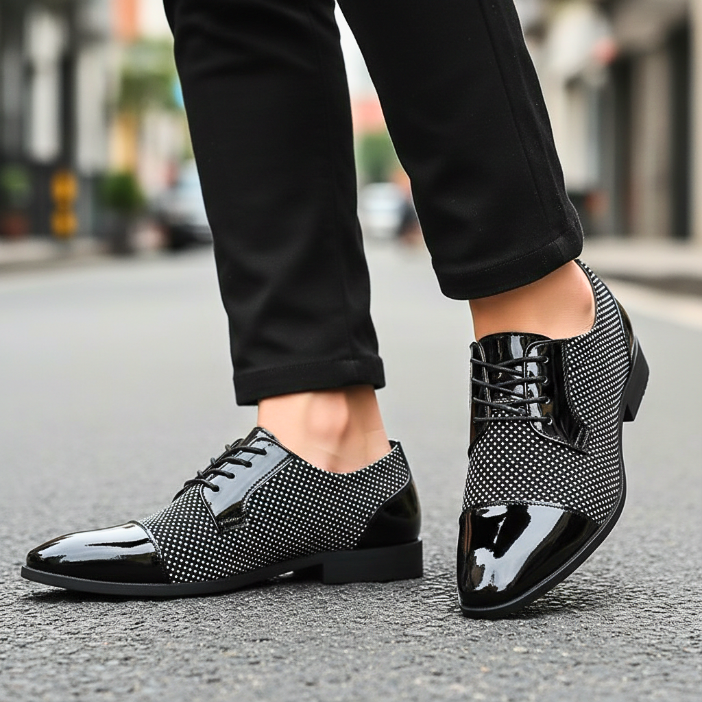 Nette schoenen heren | Veterschoenen met glanzende neus