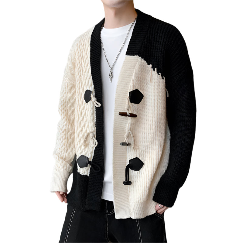 UrbanPatch | Kabel‑patchwork vest met toggle‑sluiting