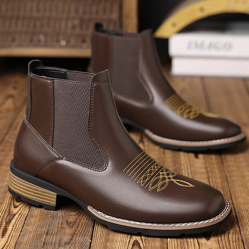 HeritageCobbler | Leren chelseaboots met borduursel