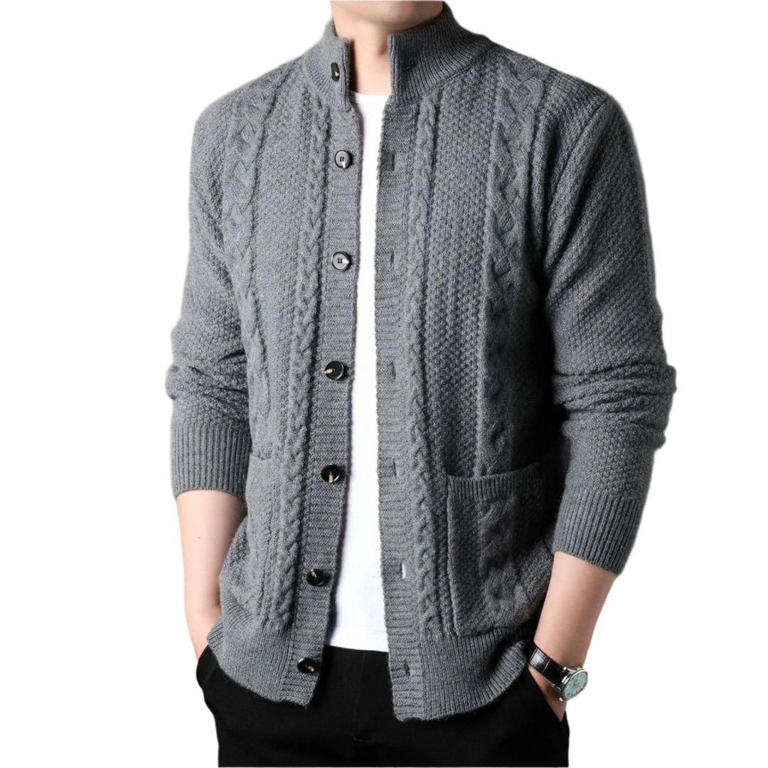 NordicWeave Jacket | Gebreide herenjas met fleece en quilt
