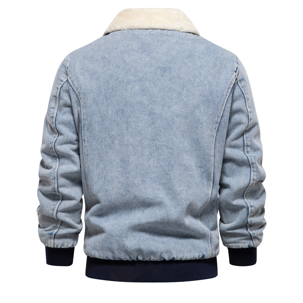 DenimSherpa | Heren denim jas met fleece voering en kraag