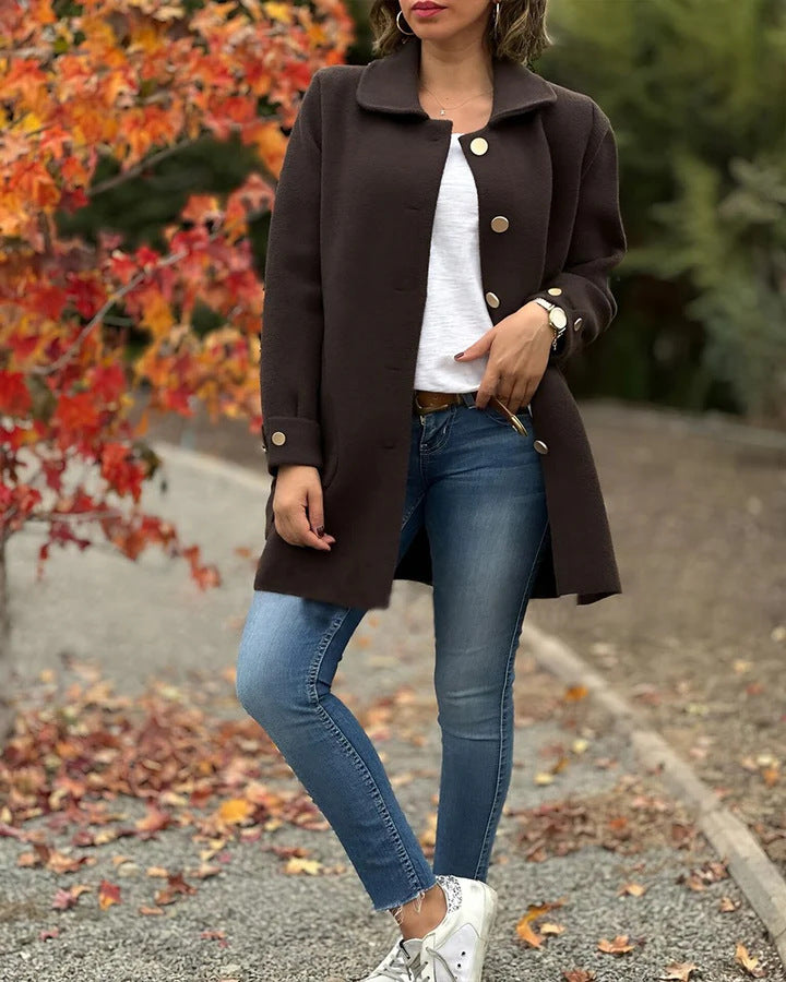 Dames winterjas | Elegante manteljas met knopen