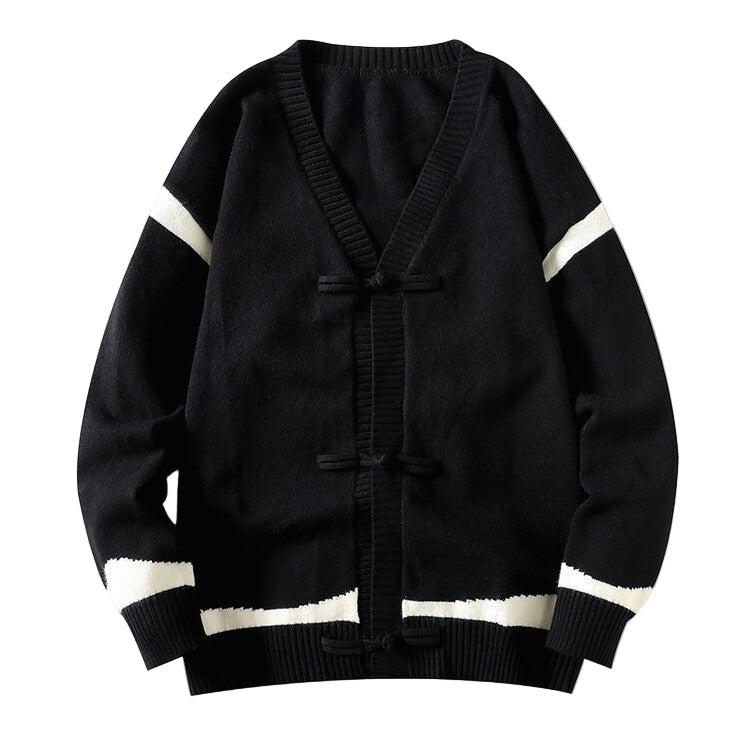 Haiku | Blauwe heren cardigan met unieke knoopsluiting