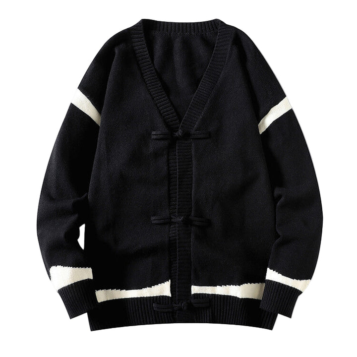 Haiku | Blauwe heren cardigan met unieke knoopsluiting