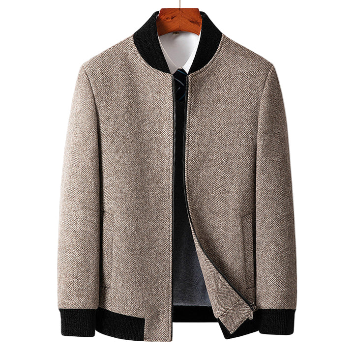 WeaveGuard | Woljas met herringbone patroon en ribkraag