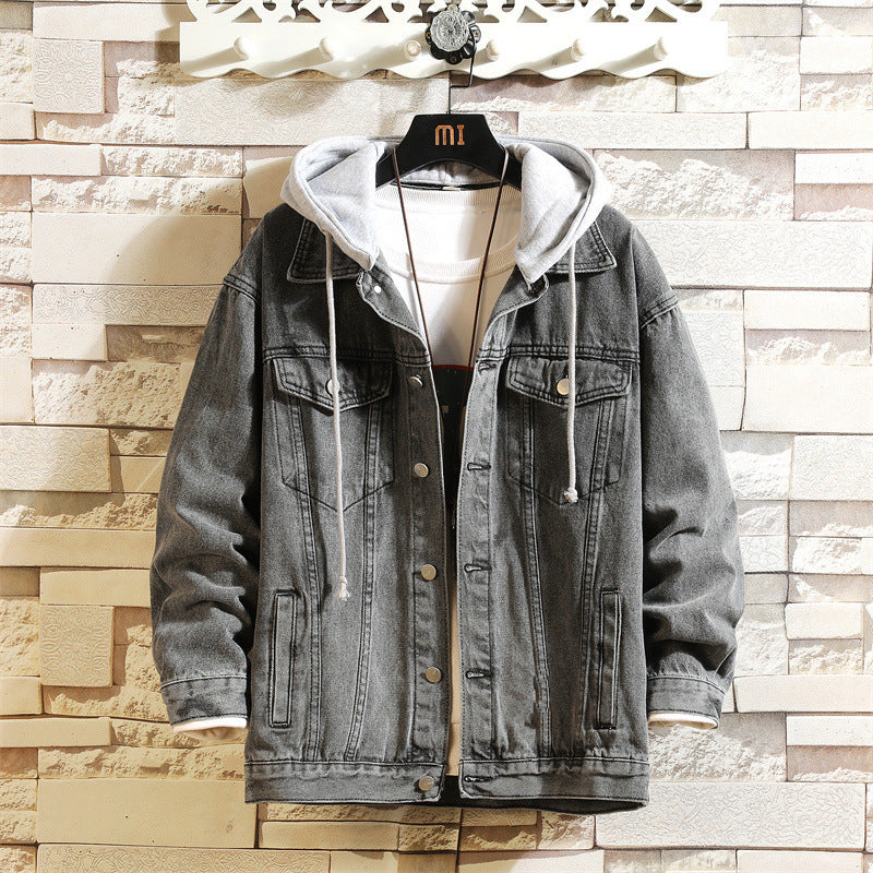 StreetHood Denim | Heren denim jas met capuchon en knopen