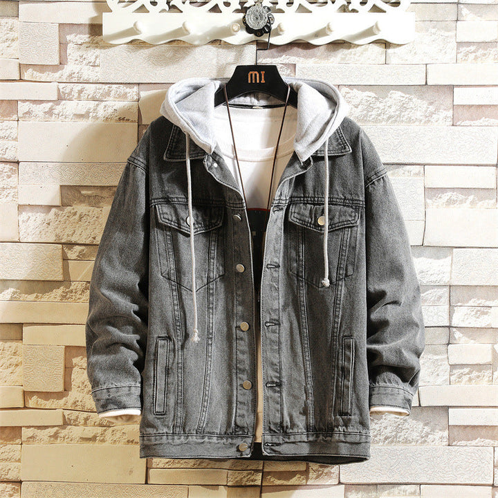 StreetHood Denim | Heren denim jas met capuchon en knopen