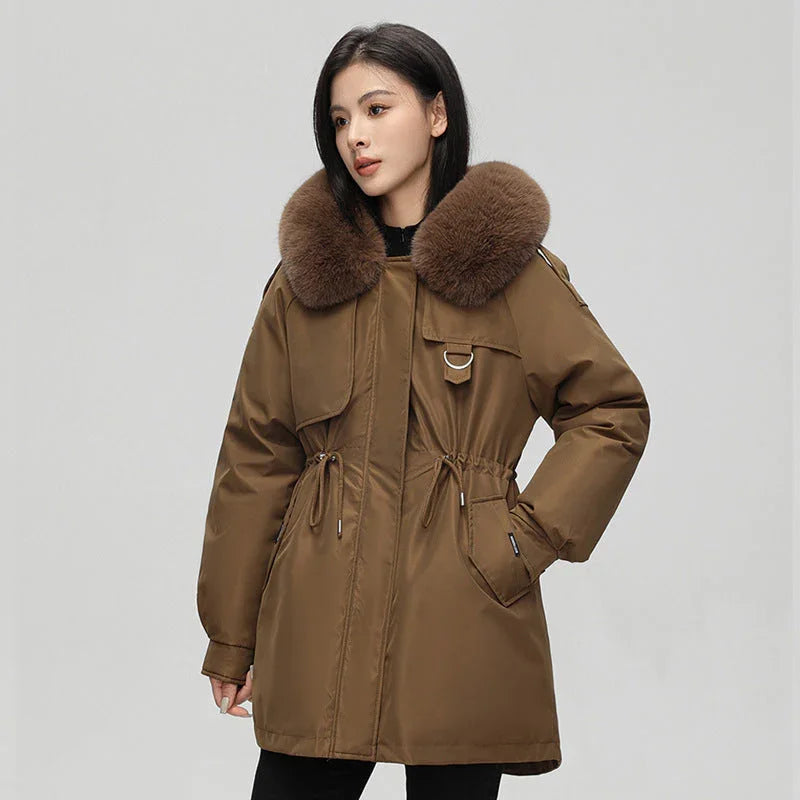 Dames parka | Oversized winterjas met bontkraag en capuchon
