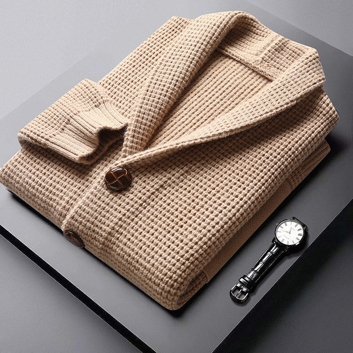 Elmcrest Knit | Wolcardigan met klassieke varsity‑stijl