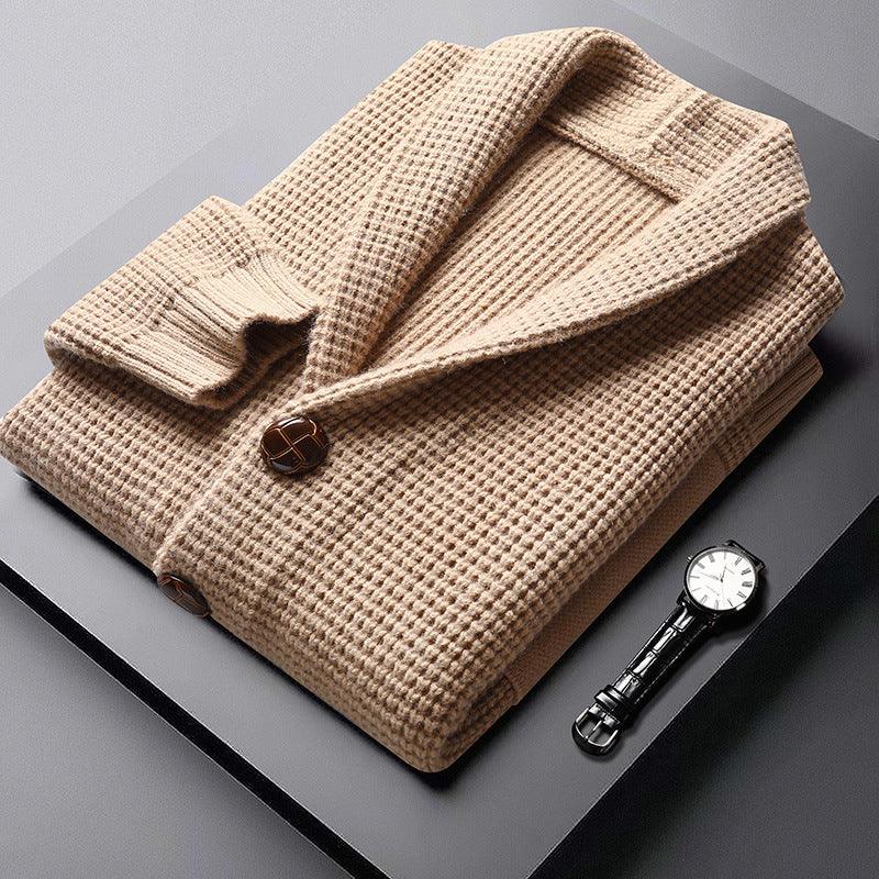 Heren cardigan | Wollen gebreid vest met zakken en knopen