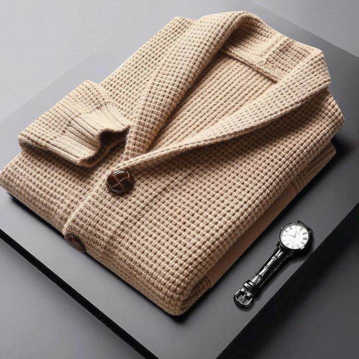 Heren cardigan | Wollen gebreid vest met zakken en knopen