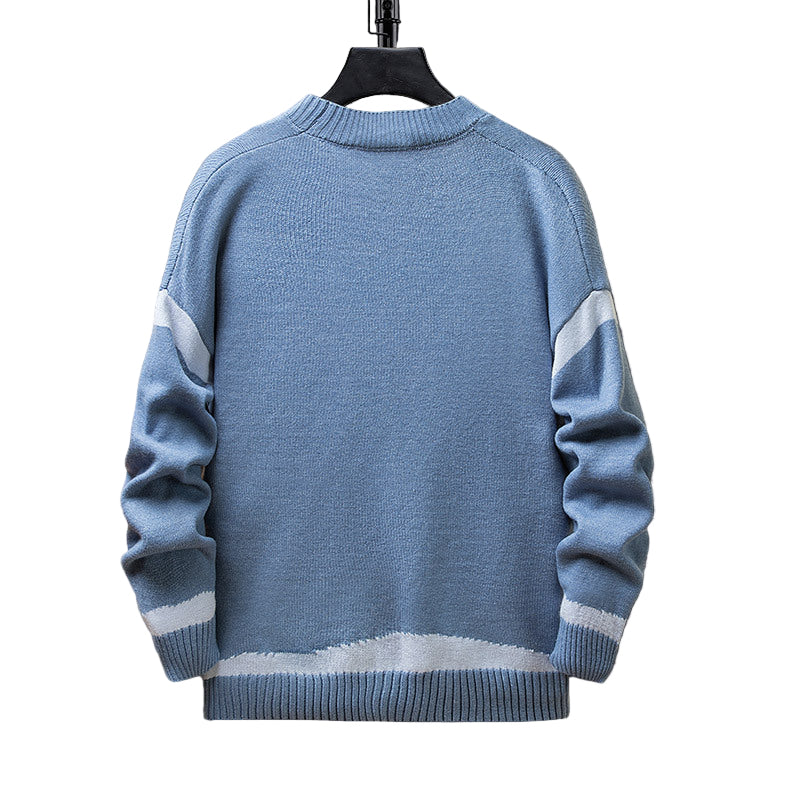 Haiku | Blauwe heren cardigan met unieke knoopsluiting