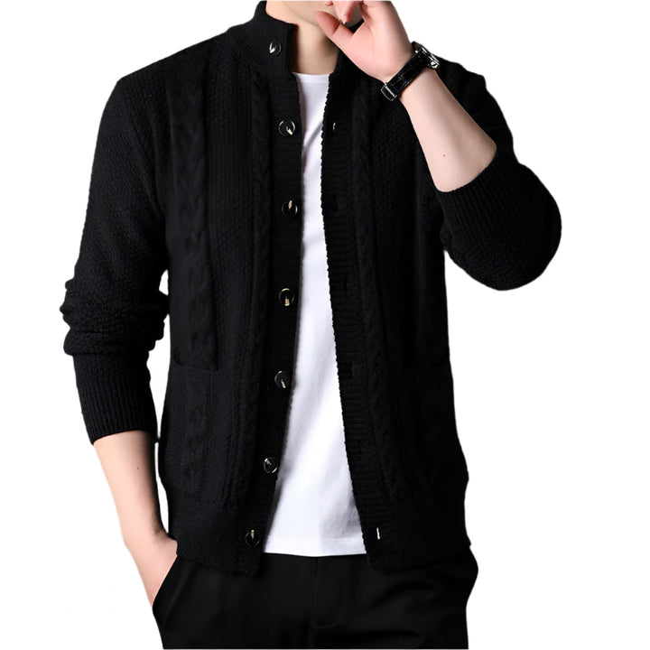 NordicWeave Jacket | Gebreide herenjas met fleece en quilt
