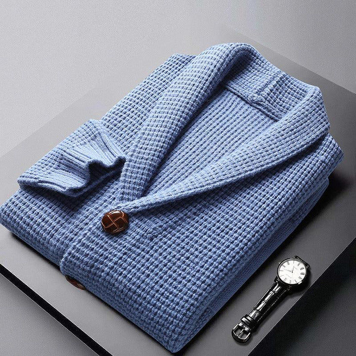 Heren cardigan | Wollen gebreid vest met zakken en knopen