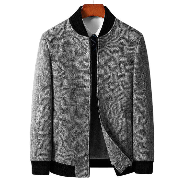 WeaveGuard | Woljas met herringbone patroon en ribkraag