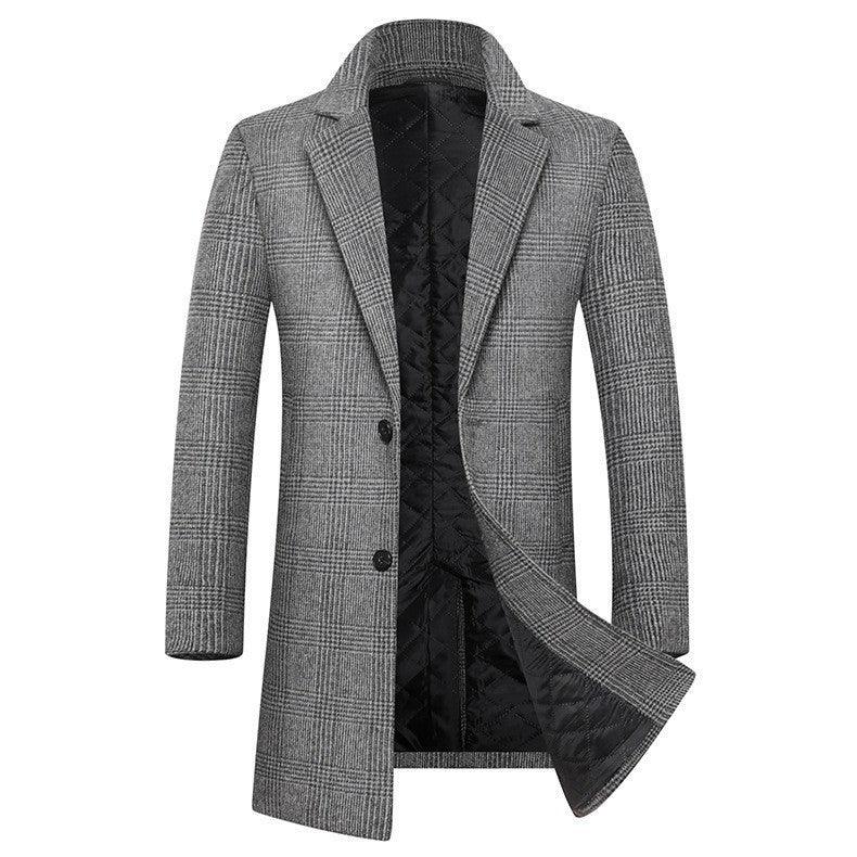 Heren winterjas | Slim fit overcoat met ruitpatroon