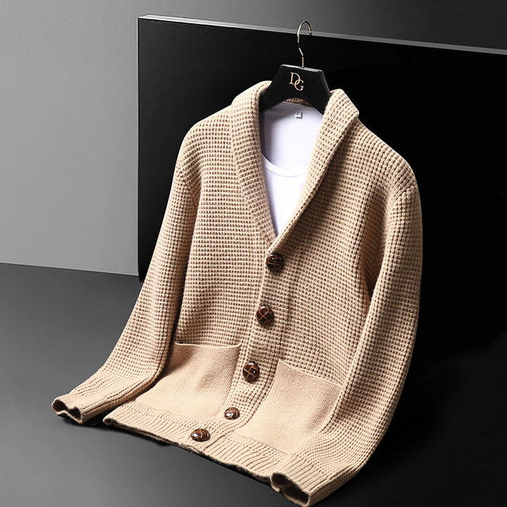 Elmcrest Knit | Wolcardigan met klassieke varsity‑stijl