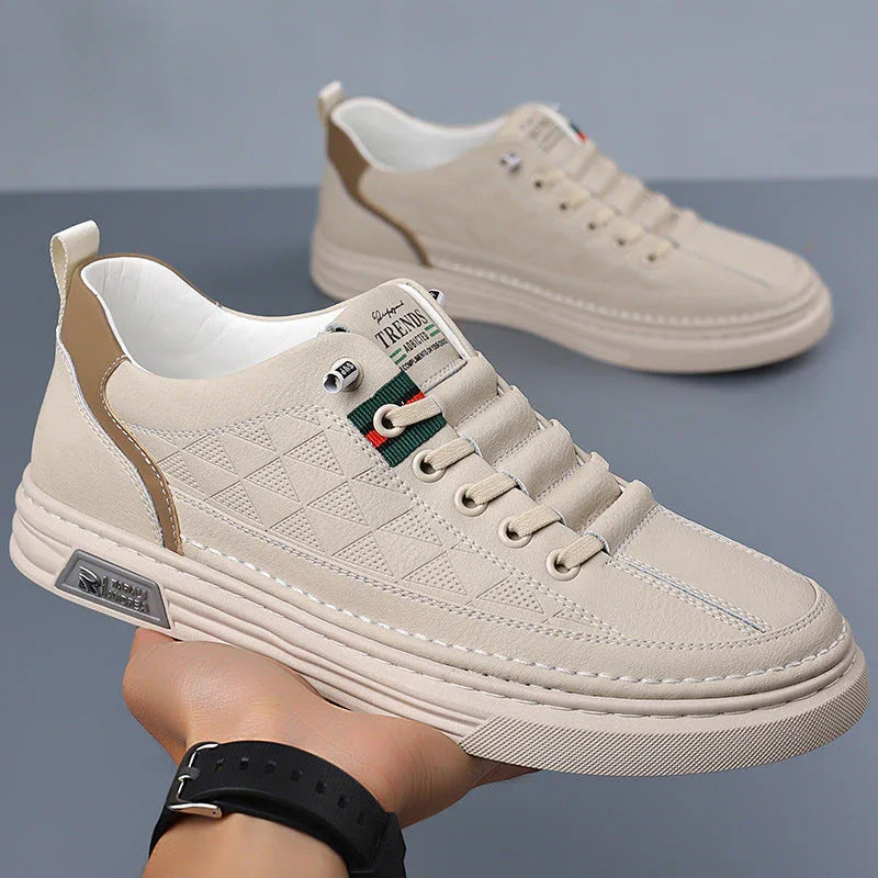 Heren sneakers | Bruine leren schoenen met sportieve zool