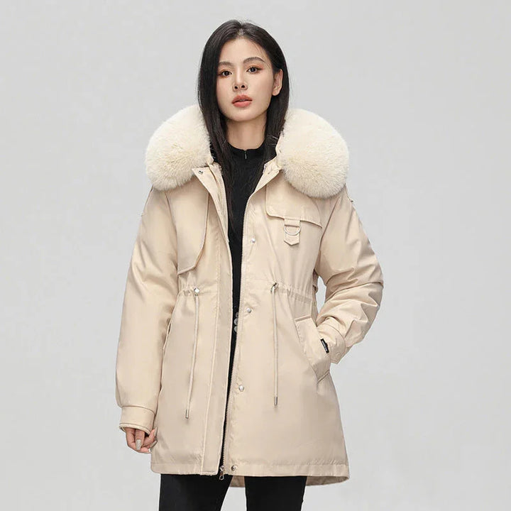 Dames parka | Oversized winterjas met bontkraag en capuchon
