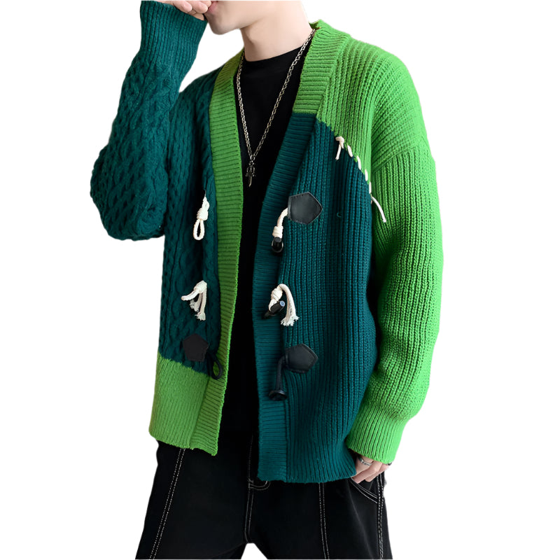 UrbanPatch | Kabel‑patchwork vest met toggle‑sluiting