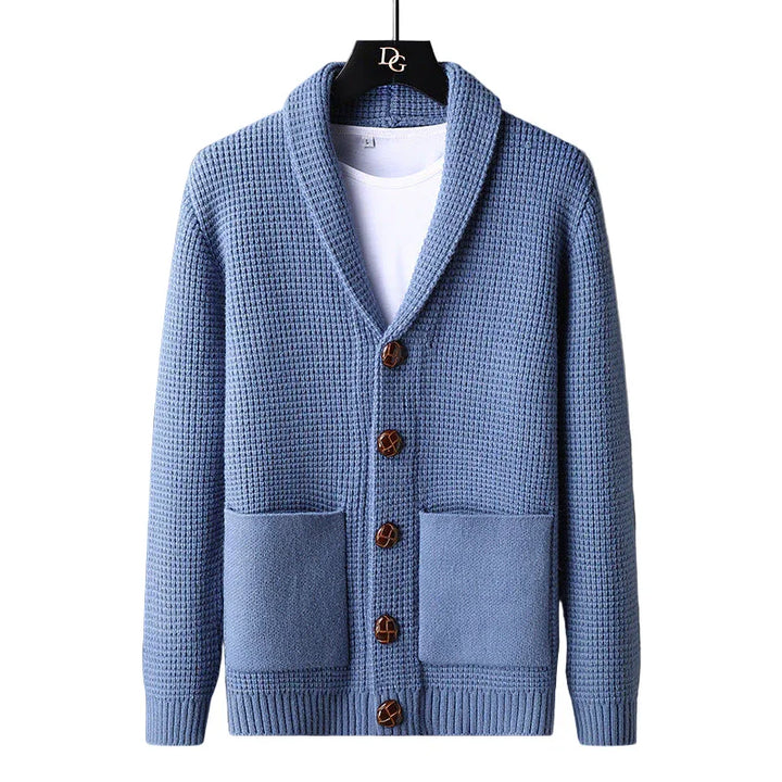 Heren cardigan | Wollen gebreid vest met zakken en knopen