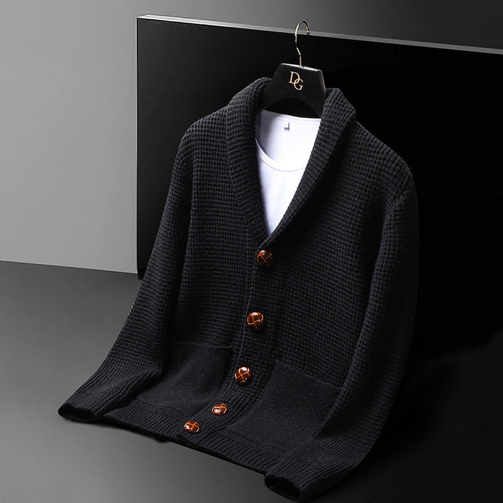 Elmcrest Knit | Wolcardigan met klassieke varsity‑stijl