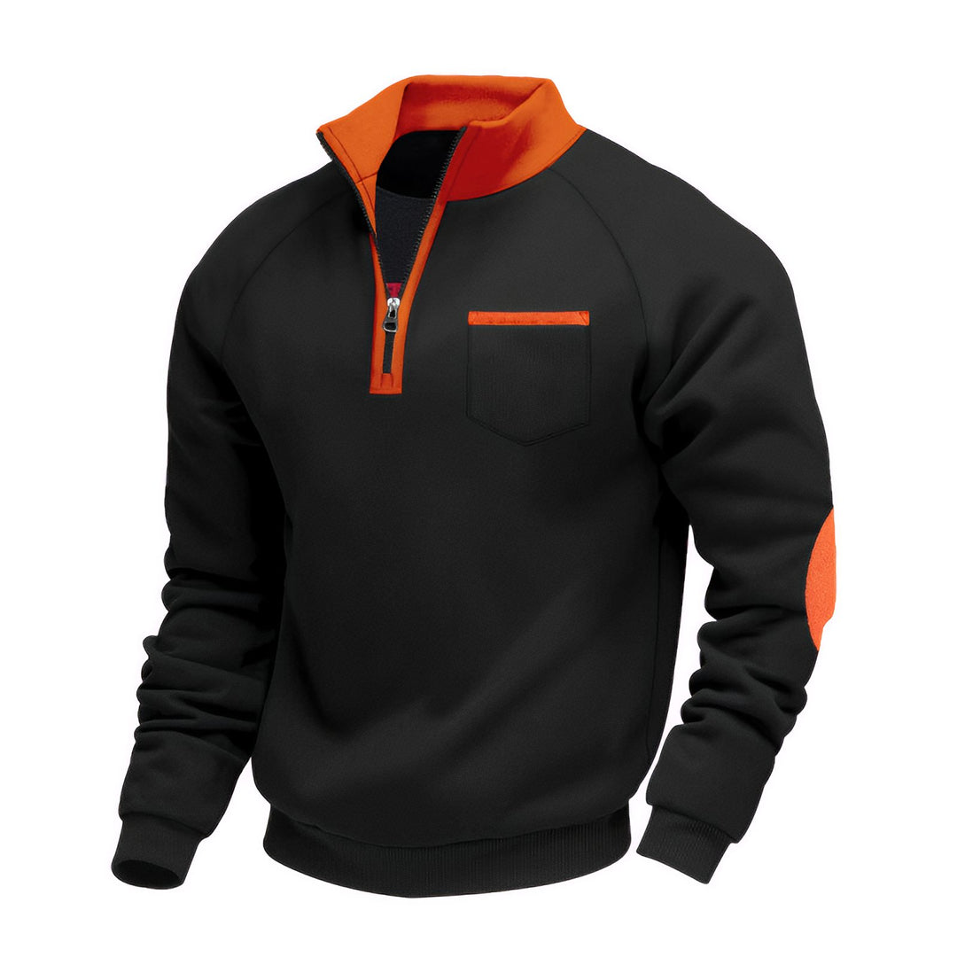 Klassieke half-zip pullover van zachte stof met hoge kraag voor heren