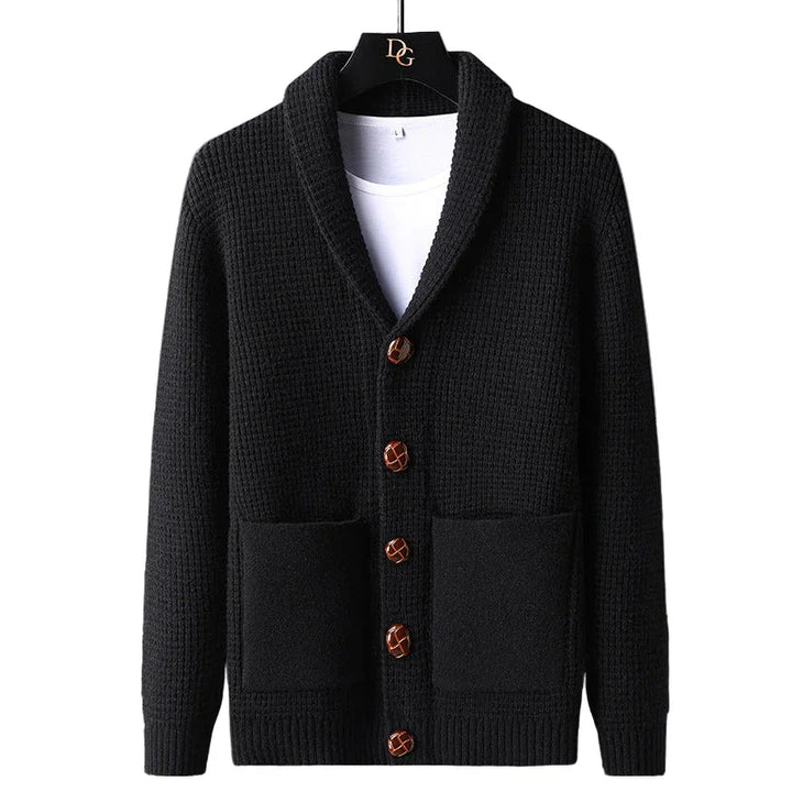 Heren cardigan | Wollen gebreid vest met zakken en knopen