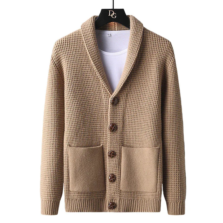 Heren cardigan | Wollen gebreid vest met zakken en knopen