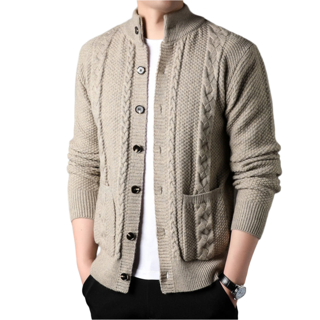 NordicWeave Jacket | Gebreide herenjas met fleece en quilt