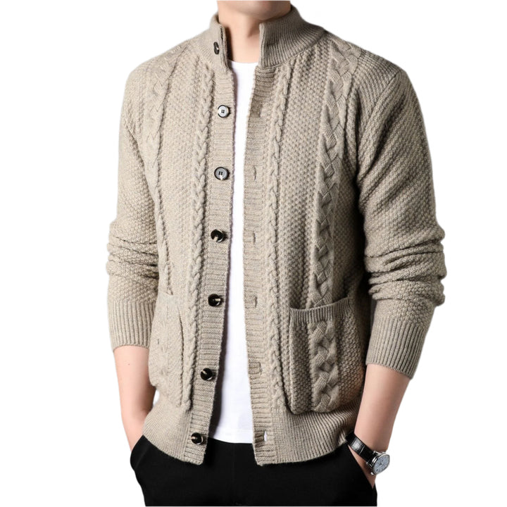 NordicWeave Jacket | Gebreide herenjas met fleece en quilt
