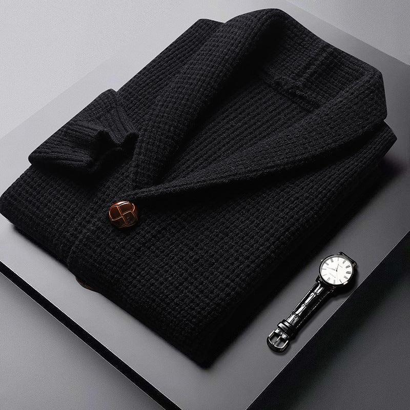 Heren cardigan | Wollen gebreid vest met zakken en knopen